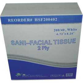 Sani Facial Tissue, 2-Ply, White, 40 Sheets/Box
