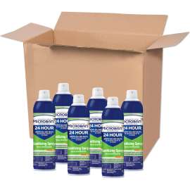 Microban 24-Hour Disinfectant Sanitizing Spray, Citrus, 15 Oz. Aerosol Spray, 6/Carton