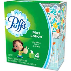 Puffs Plus Lotion Facial Tissue, 1-Ply, White, 56 Sheets/Box, 24 Boxes/Case