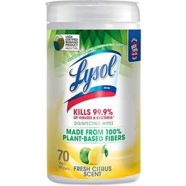 Lysol Disinfecting Wipes II, Fresh Citrus, 70 Wipes/Canister, 6 Canisters/Carton