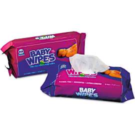 AmerCareRoyal Baby Wipes Refill Pack, 80/Pack, 12 Packs/Carton