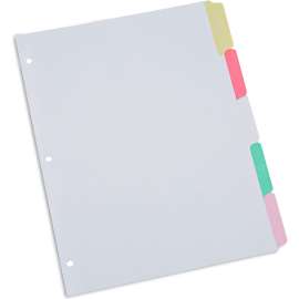 Universal Deluxe Write-On/Erasable Tab Index, 5-Tab, 11" x 8.5", White, Assorted Tabs
