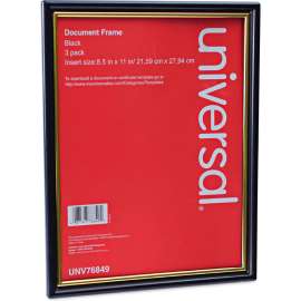 Universal All Purpose Document Frame, 8.5 x 11 Insert, Black/Gold, 3/Pack