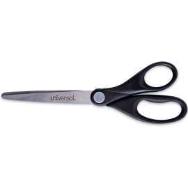 Universal Stainless Steel Scissors, Pointed Tip, 7" Long, 3" Cut Length, Black Straight