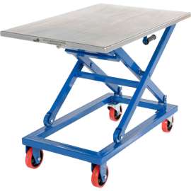 Mobile Hand Crank Mechanical Scissor Lift Table CART-1000-M 1000 Lb. Capacity - 40 x 26 Platform