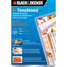 Black & Decker TimeShield Laminating Pouches, Menu Size, 25/Pack