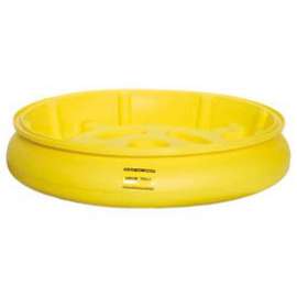 Eagle 1615 Drum Tray with Grating for 30 and 55 Gallon Drums - Yellow with Black Grating