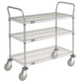 Nexel Utility Cart w/3 Shelves & Poly Casters, 1200 lb. Capacity, 36"L x 18"W x 39"H