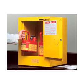 Justrite Flammable Liquid Cabinet, 4 Gallon, Self-Close Single Door Vertical Storage