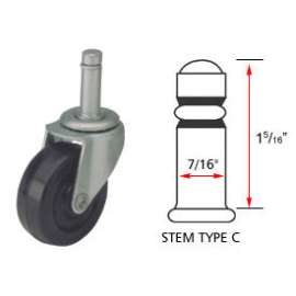 Algood Standard Series Chair Caster with Hard Rubber Wheel S0823-437SX1 5/16-U - Stem Type C