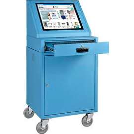 Global Industrial Mobile LCD Console Computer Cabinet, Blue