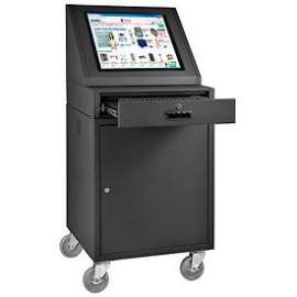 Global Industrial Mobile LCD Console Computer Cabinet, Black
