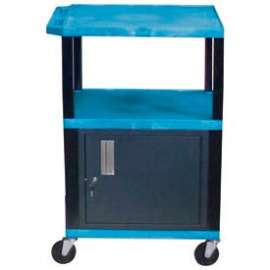 Luxor Garage Shop Utility Cart w/Cabinet, 250 lb. Capacity, 24"L x 18"W x 42-1/2"H, Blue