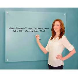Global Industrial Frosted Glass Dry Erase Board, 48"W x 36"H