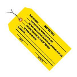 Global Industrial Inspection Tag "Inspected", Pre Wired#5, 4-3/4"L x 2-3/8"W, Yellow, 1000/Pk