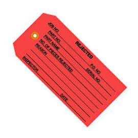 Inspection Tags, "Rejected", #5, 4-3/4"L x 2-3/8"W, Red, 1000/Pack