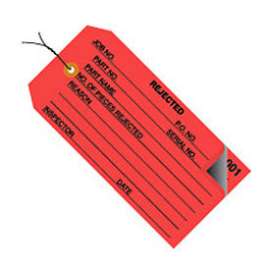 Global Industrial 2 Part Inspection Tag Rejected Pre Wired #5 4-3/4"L x 2-3/8"W Red, 500/Pack