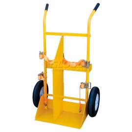 Welding Cylinder Cart With Pneumatic Wheels, 34-1/4" x 23" x 57-11/16"