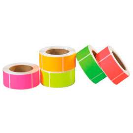 Rectangular Inventory Labels, 3"L x 2"W, 5 Fluorescent Colors, Roll of 5000