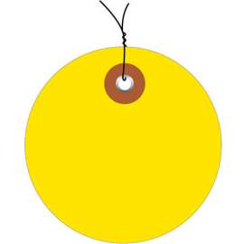 Global Industrial Plastic Circle Tag Pre Wired2" Dia., Yellow, 100/Pack