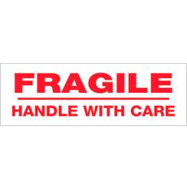 Tape Logic Printed Carton Sealing Tape "Fragile Handle With Care" 2" x 55 Yds. Red/White