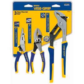 IRWIN VISE-GRIP 2078704 3 Piece Traditional Plier Set (Long Nose, Slip Joint, Tongue & Groove)