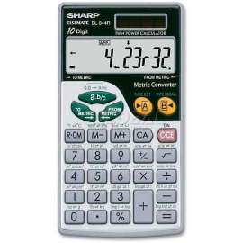Sharp 10-Digit Scientific Calculator, EL344RB, W/Wallet, 2-3/4" X 4-7/8" X 1/4", Silver