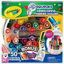 Crayola Pip-Squeaks Telescoping Marker Tower, Assorted Colors, 50/Set