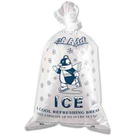 Printed Ice Bags, 12"W x 21"L, 1.5 Mil, 10 Lb. Capacity, Clear, 1000/Pack