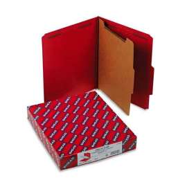 Smead Pressboard Classification Folders, Letter, Four-Section, Bright Red, 10/Box