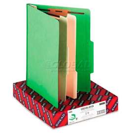 Smead Top Tab Classification Folders, Two Dividers, Six-Section, Green, 10/Box