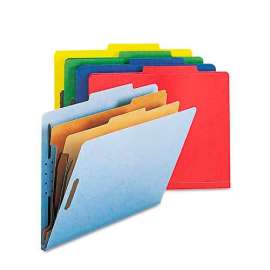 Smead Pressboard Classification Folders, Letter, Six-Section, Assorted, 10/Box