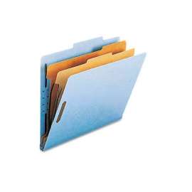 Smead Pressboard Classification Folders, Letter, Six-Section, Blue, 10/Box