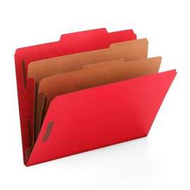 Smead Pressboard Classification Folders, Letter, Six-Section, Bright Red, 10/Box