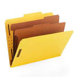 Smead Pressboard Classification Folders, Letter, Six-Section, Yellow, 10/Box