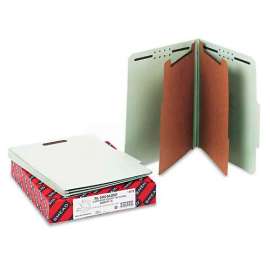 Smead Pressboard Classification Folders, Tab, Letter, Six-Section, Gray-Green, 10/Box