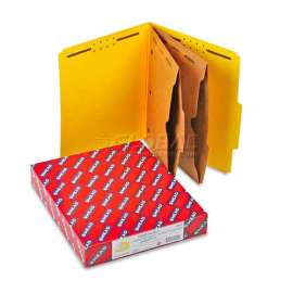 Smead Pressboard Folders with Two Pocket Dividers, Letter, Six-Section, Yellow, 10/Box