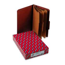 Smead Pressboard Classification Folders, Self Tab, Legal, Eight-Section, Red, 10/Box
