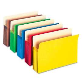 Smead 3-1/2" Accordion Expansion Colored File Pocket, Straight Tab, Lgl, Asst, 5/Pack