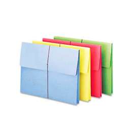 Smead 2" Accordion Expansion Wallet, Elastic Cord, Ltr, Blue/Green/Red/Yellow, 50/Box