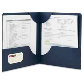 Smead Lockit Two-Pocket Folder, Leatherette Stock, 11 x 8-1/2, Dark Blue, 25/Box