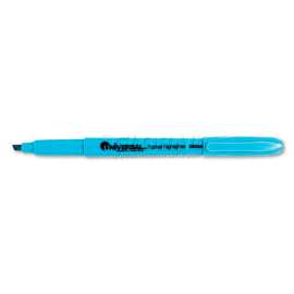 Universal Pocket Clip Highlighter, Chisel Tip, Fluorescent Blue Ink, 1 Dozen