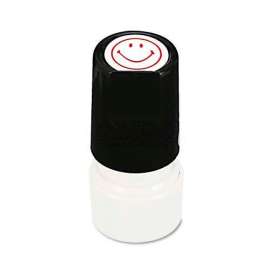 Universal Round Message Stamp, SMILEY FACE, Pre-Inked/Re-Inkable, Red