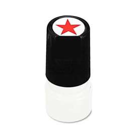 Universal Round Message Stamp, STAR, Pre-Inked/Re-Inkable, Red