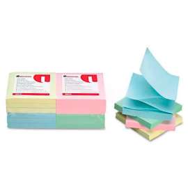 Universal One Fan-Folded Pop-Up Notes, 3 x 3, 4 Pastel Colors, 12 100-Sheet Pads/Pack
