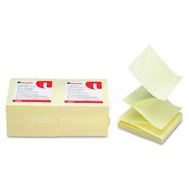 Universal One Fan-Folded Pop-Up Notes, 3 x 3, Yellow, 12 100-Sheet Pads/Pack