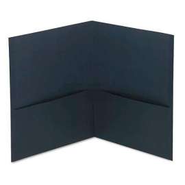 Universal Two-Pocket Portfolio, Embossed Leather Grain Paper, Dark Blue, 25/Box