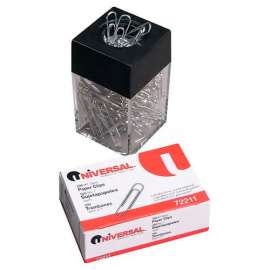 Universal Paper Clips w/Magnetic Dispenser, Wire, 1 3/8", Silver, 12/100 Carton Boxes