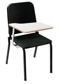 NPS - 8200 Series Black Plastic 18" Music Stack Chair with Right Tablet Arm & Black Steel Frame