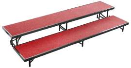 NPS - Red Carpet 96"L x 18"W x 16"H 2 Level Standing Straight Choral Riser